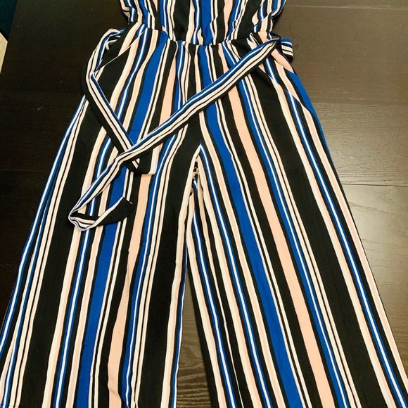 Pink and Blue Striped Jumpsuit - Picture 2 of 2